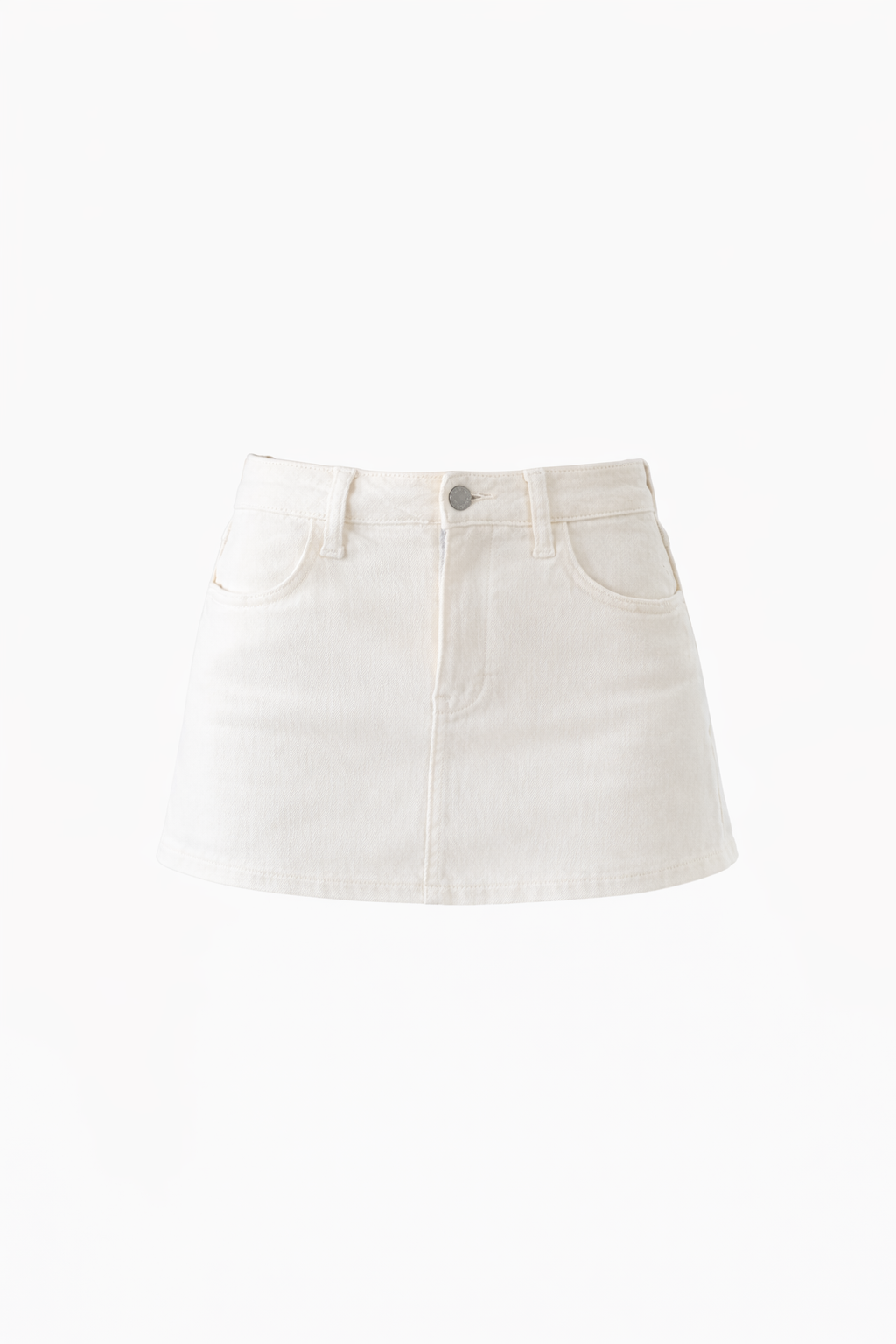 White denim skirt on a white background