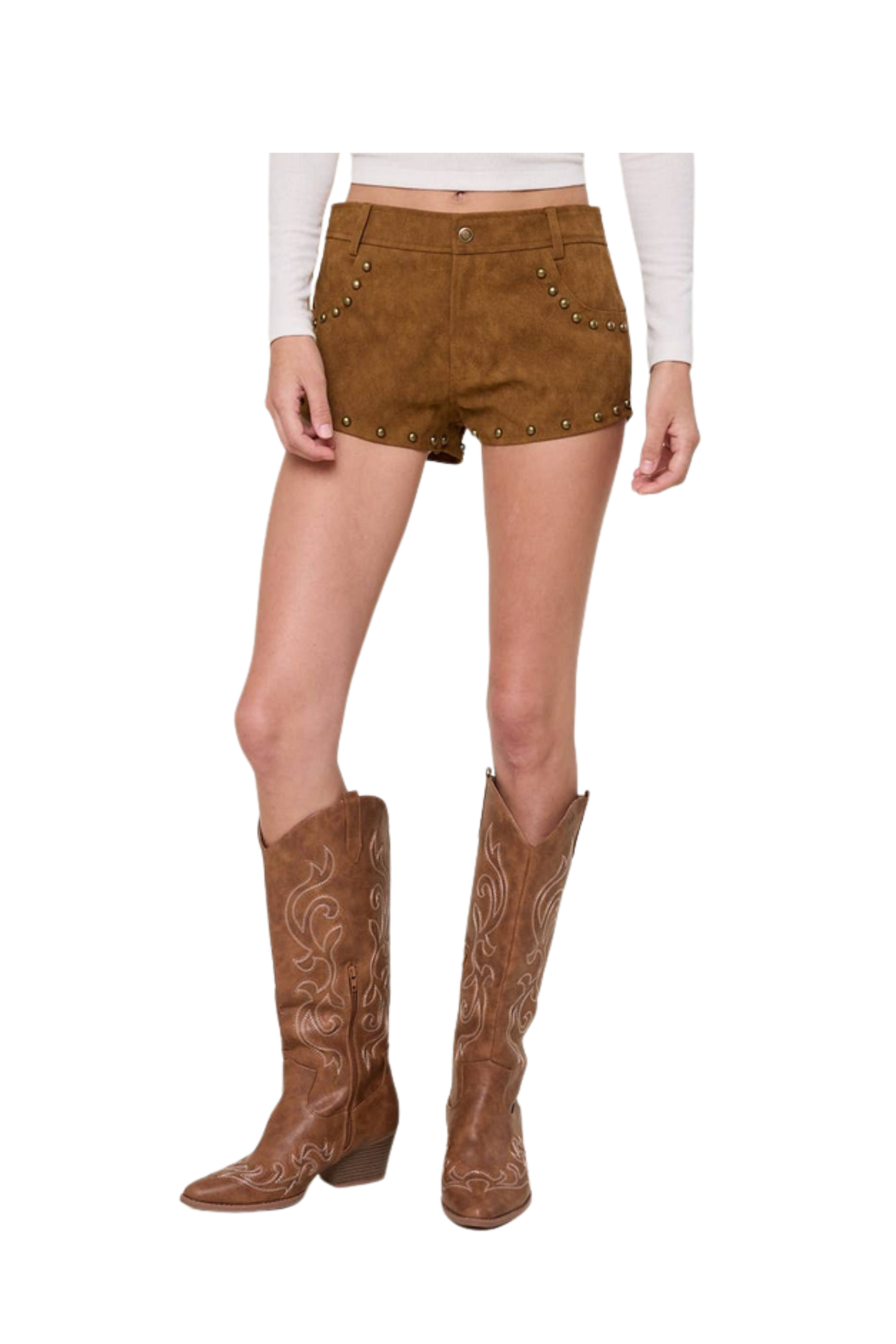 Cheyenne Leather Micro Shorts- Camel