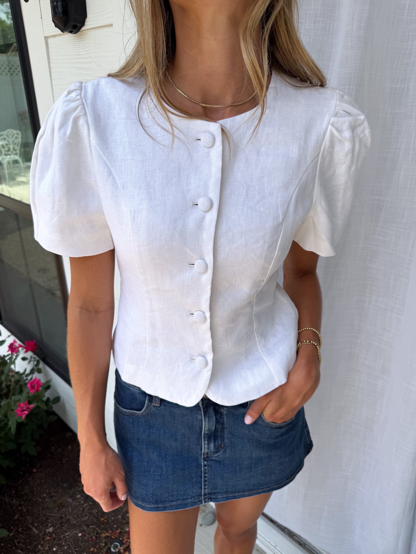 Grace Linen Button Blouse