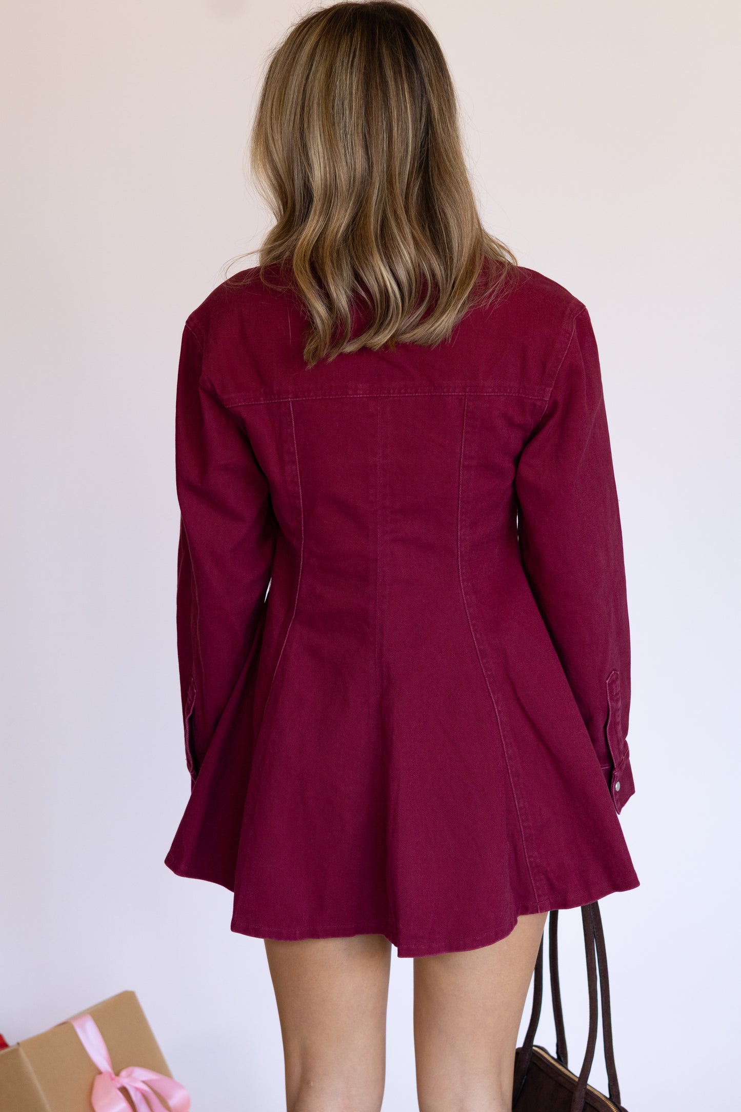 Scout Denim Button Dress- Scarlet