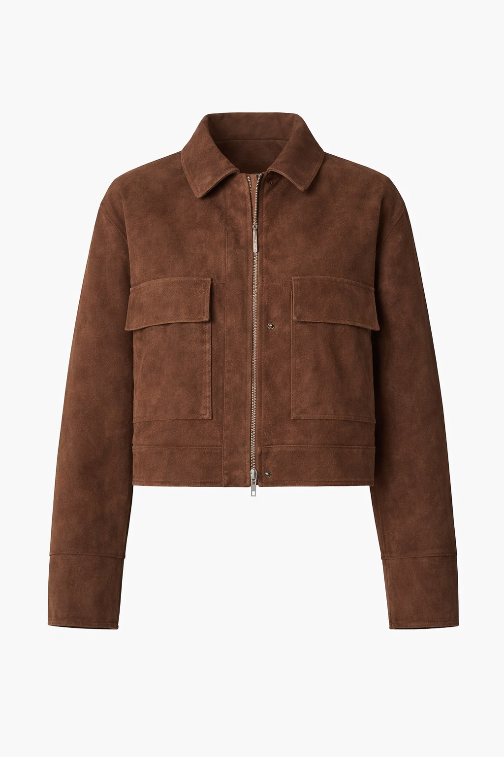 Brown suede jacket on a white background