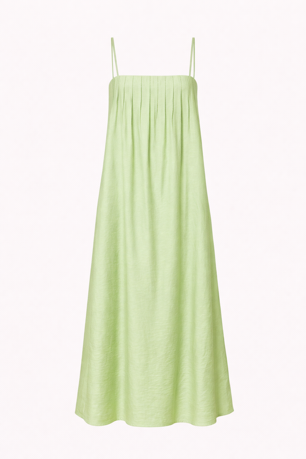 Light green dress with thin straps on a white background